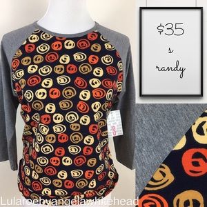 LuLaRoe Randy S-Baseball tee NWT Black/Gray Swirl